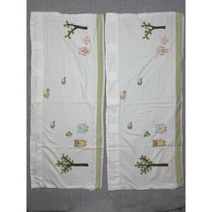 Pottery Barn Kids Hayley Bird Owl Print Set Of 2 Valance Curtains